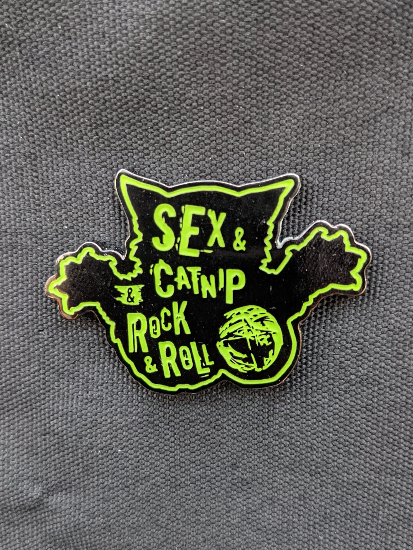 Sex & Catnip & Rock & Roll enamel pin