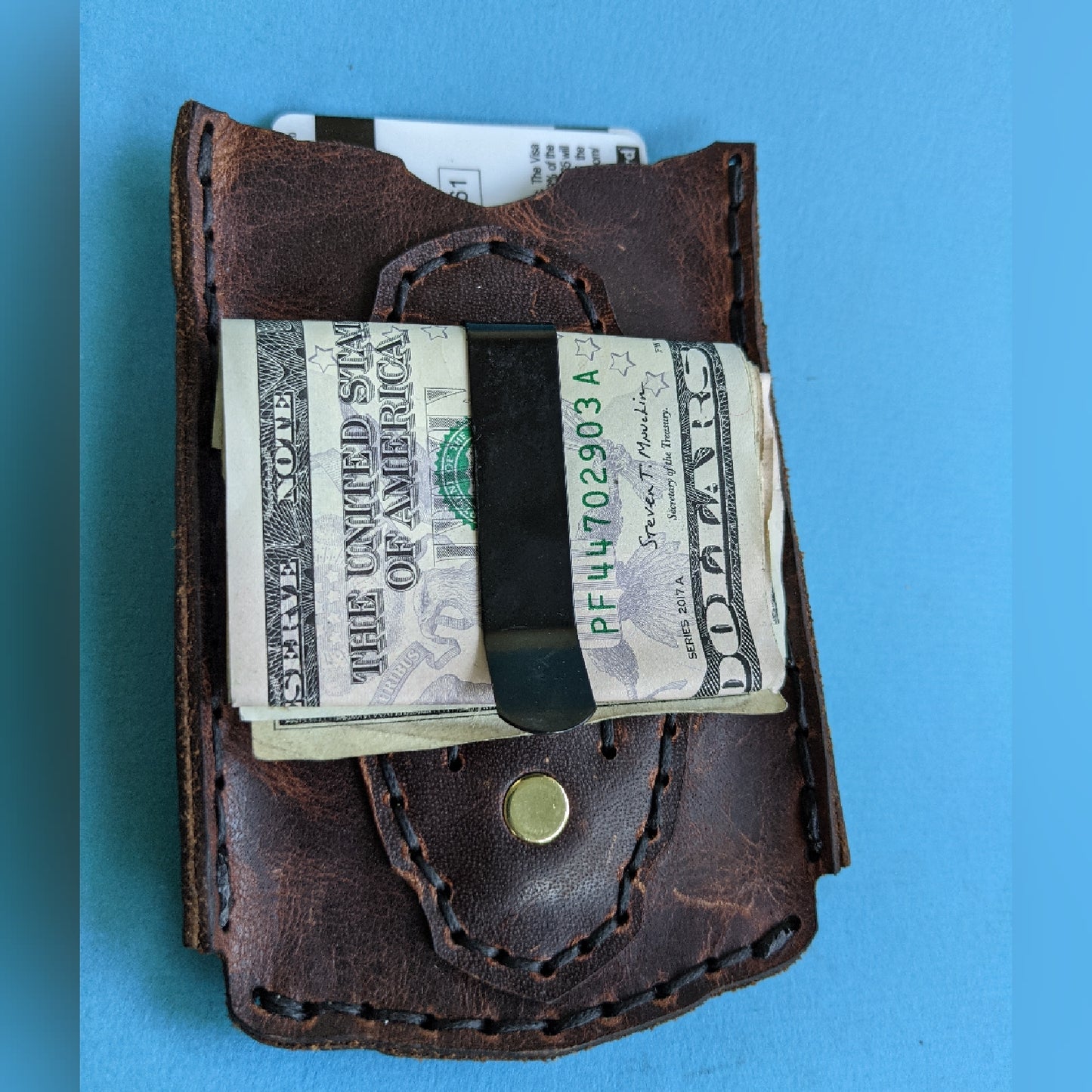 Tobacco Curio Card Wallet with inset Labradorite