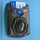 Grey Curio Card Wallet with inset Labradorite