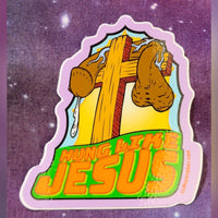 Hung Like Jesus glossy vinyl sticker