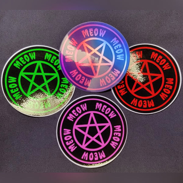 Meow Pentagram glossy vinyl sticker